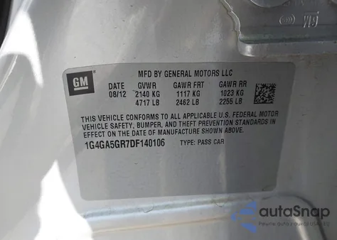 2013 Buick Lacrosse из США, поврежденный, VIN 1G4GA5GR7DF140106